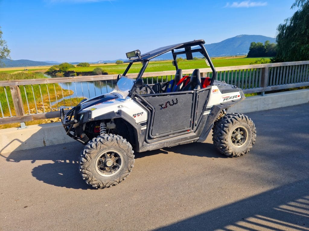 Buggy on asphalt somewhere near Lake Cerknica